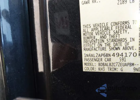 2011 Nissan Altima 2.5 S from USA, damaged, VIN 1N4AL2AP6BN494170